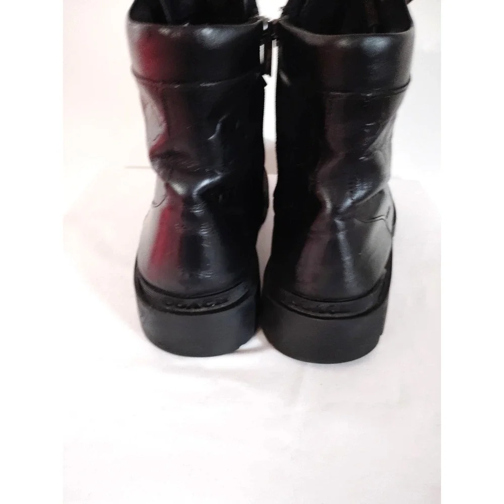 Coach Citysole Tactical Black Leather Lace Up Side Zip Combat Boot Men 11.5D EUC